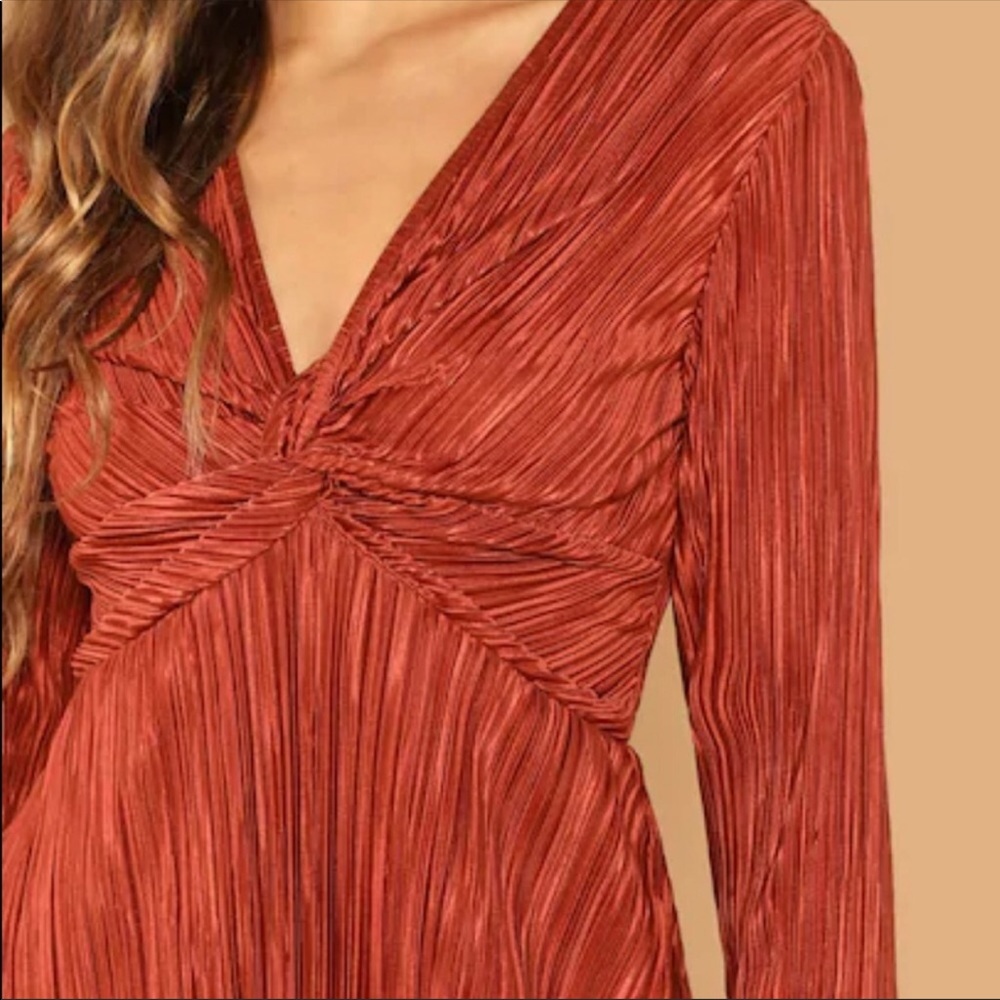 Glamorous Twist Front Zip Back Dress Rust - Picture 4 of 7